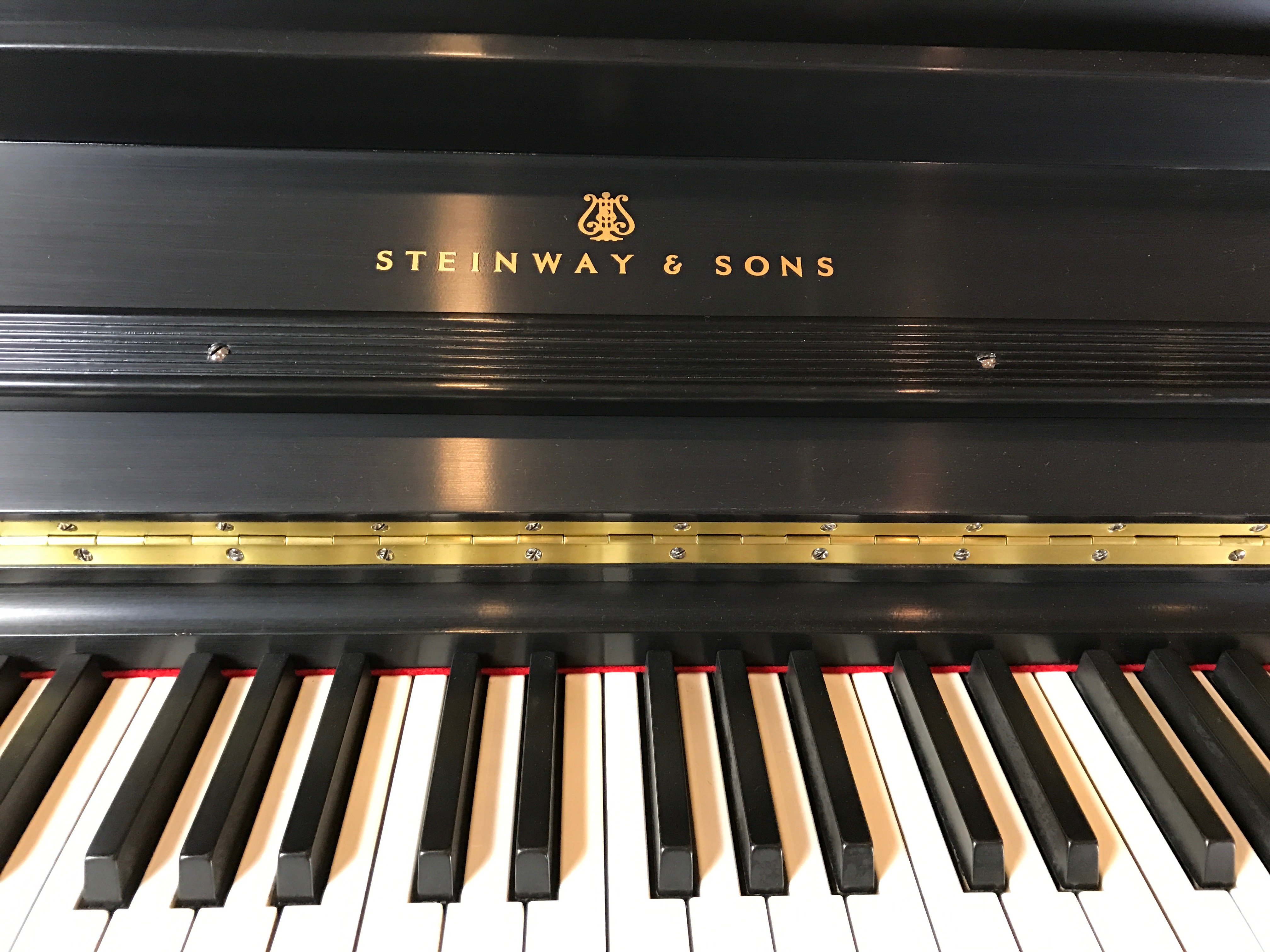 Used Steinway & Sons Piano Upright Piano Studio Piano Black Satin Naples Fort Myers Bonita Springs