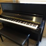 Used Steinway & Sons Piano Upright Piano Studio Piano Black Satin Naples Fort Myers Bonita Springs