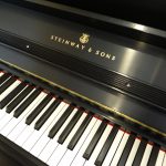 Used Steinway & Sons Piano Upright Piano Studio Piano Black Satin Naples Fort Myers Bonita Springs