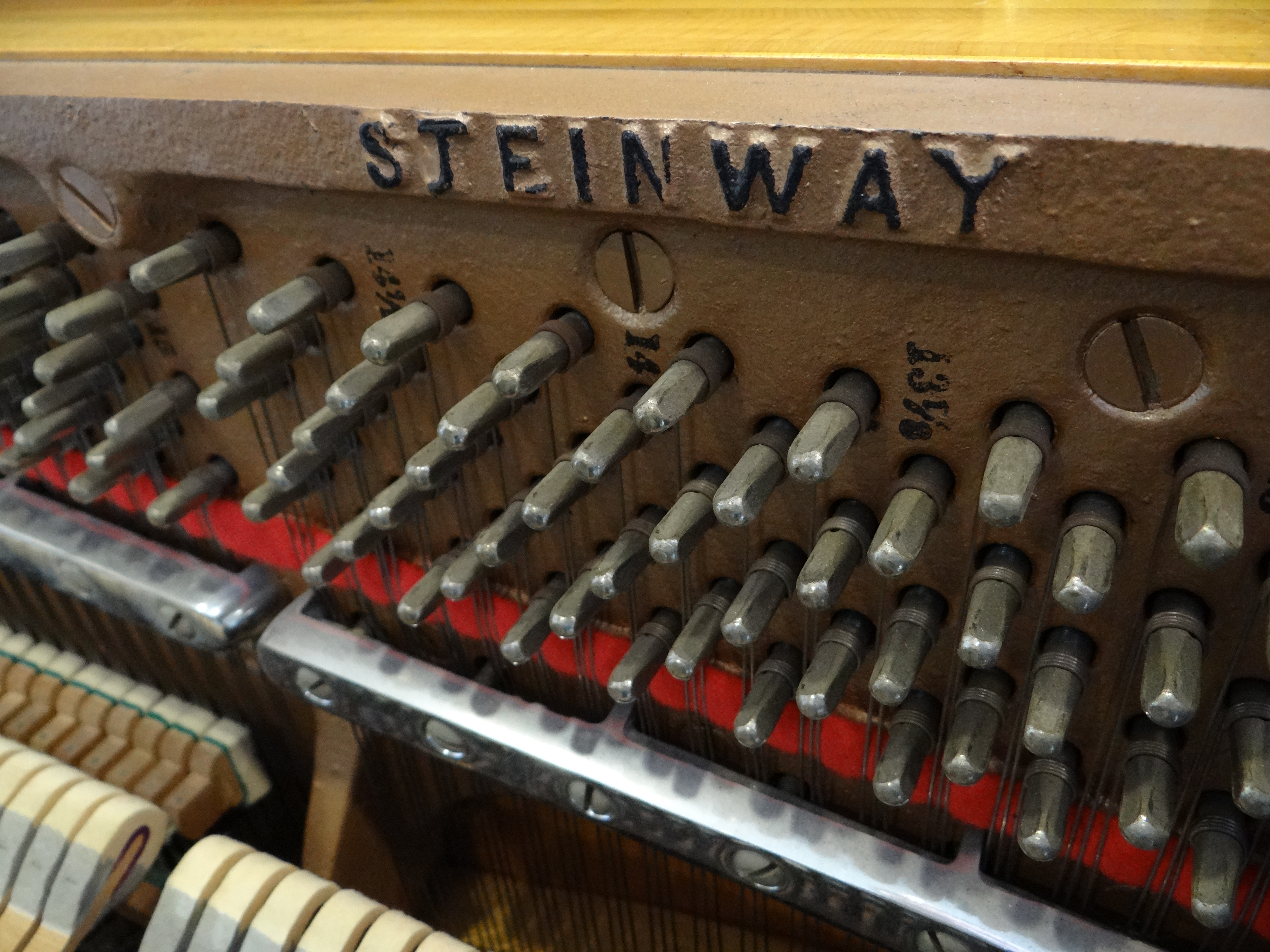 Used Steinway & Sons Piano Upright Piano Studio Piano Black Satin Naples Fort Myers Bonita Springs